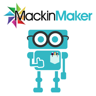 Mackin logo + Max the robot